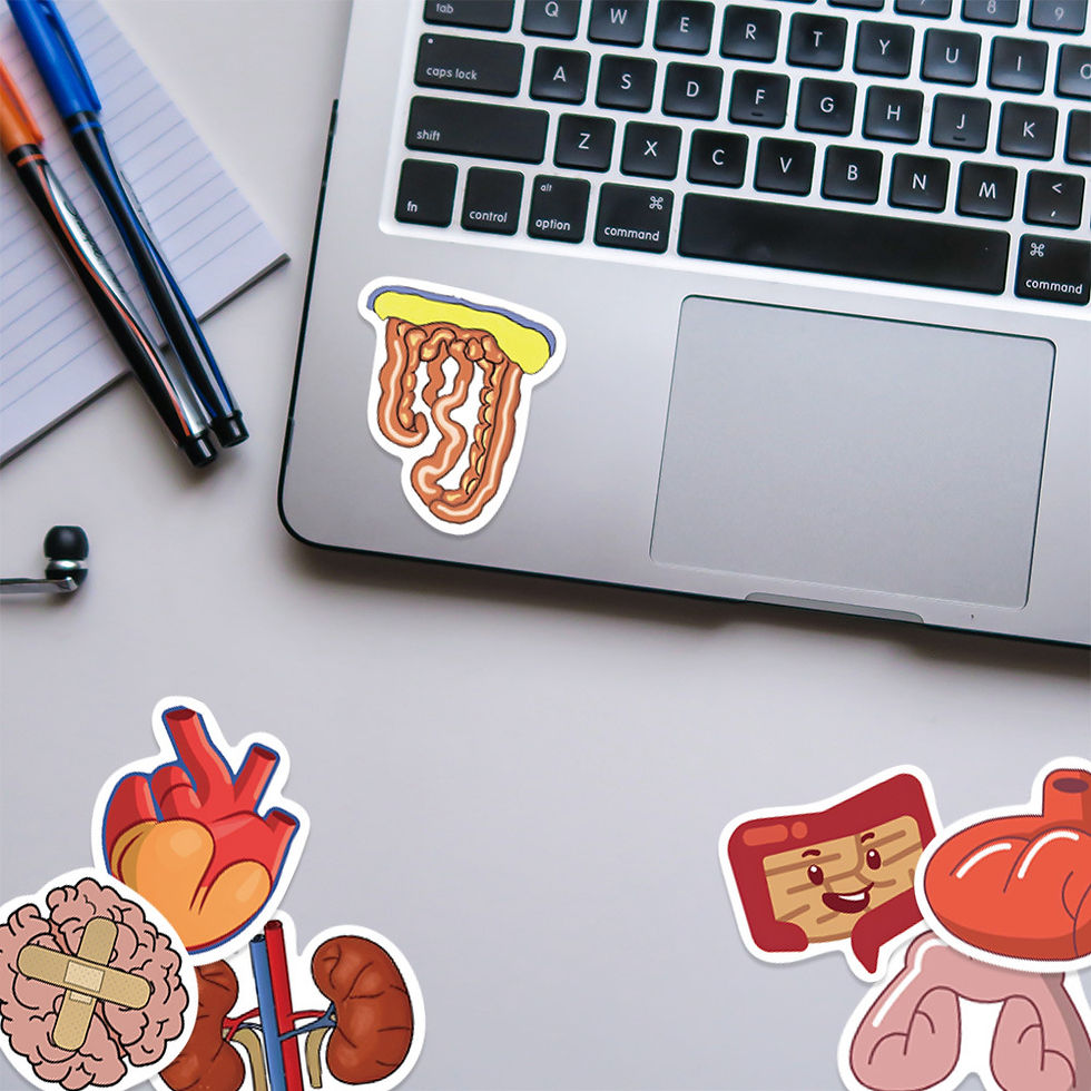 Thumbnail: 65Pcs Cartoon Colorful Heart Brain Organ Doodle Stickers - Luggage/Fridge/Notebo
