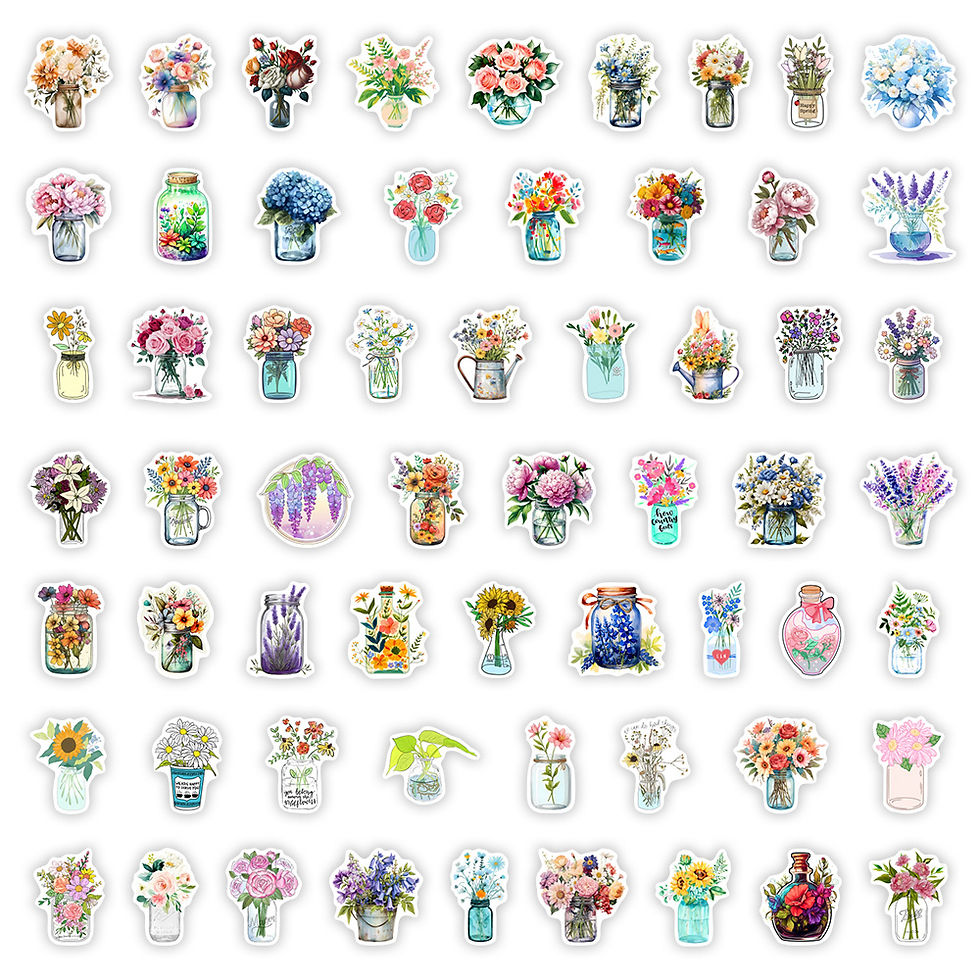 Thumbnail: Aesthetic Flower Sticker Clip Art DIY Toys Gift for Junk Journals Laptop Phone L