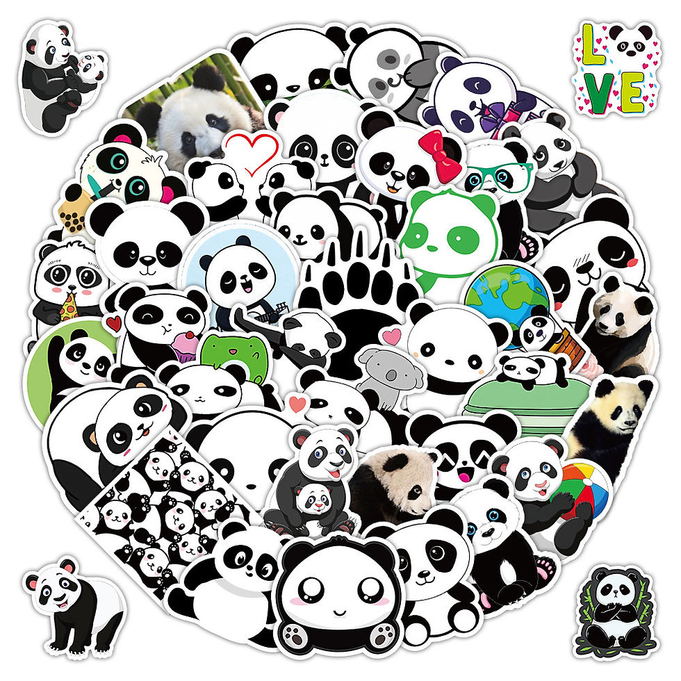 Thumbnail: 50PCS Cute Panda Stickers - Waterproof Vinyl Decals for Water Bottles, Laptops &