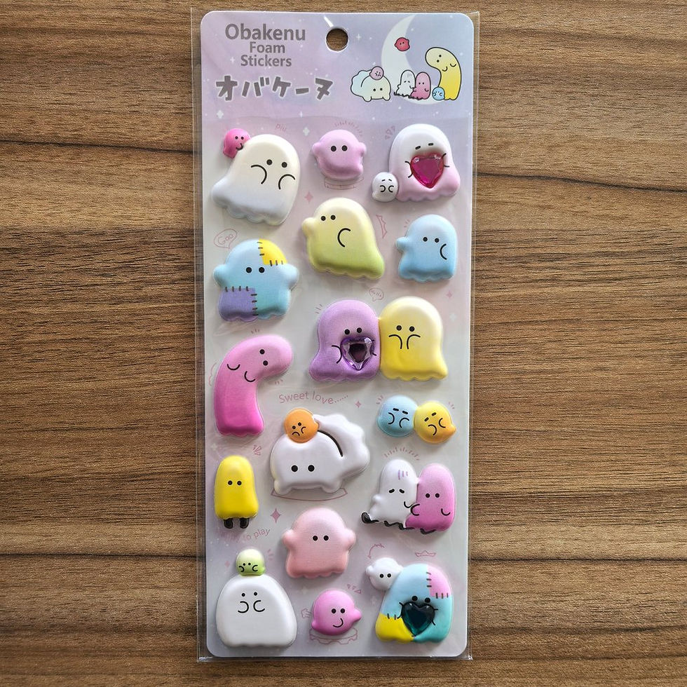 Thumbnail: 4 Sheets Obakeinu Foam Stickers - Cute Ghost Character Decals for DIY Crafts, Jo