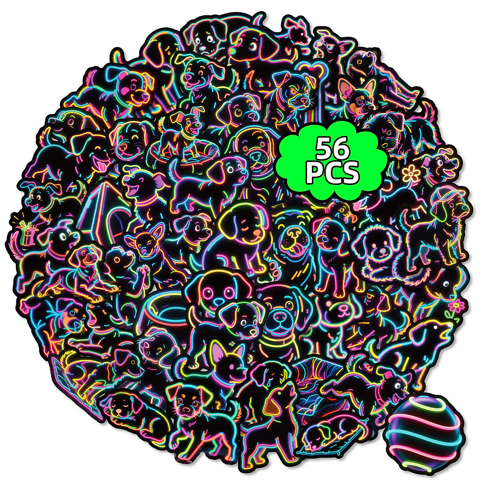 Thumbnail: 56/112PCS Neon Cartoon Dog Graffiti Stickers Creative Colorful Lantern Cartoon D