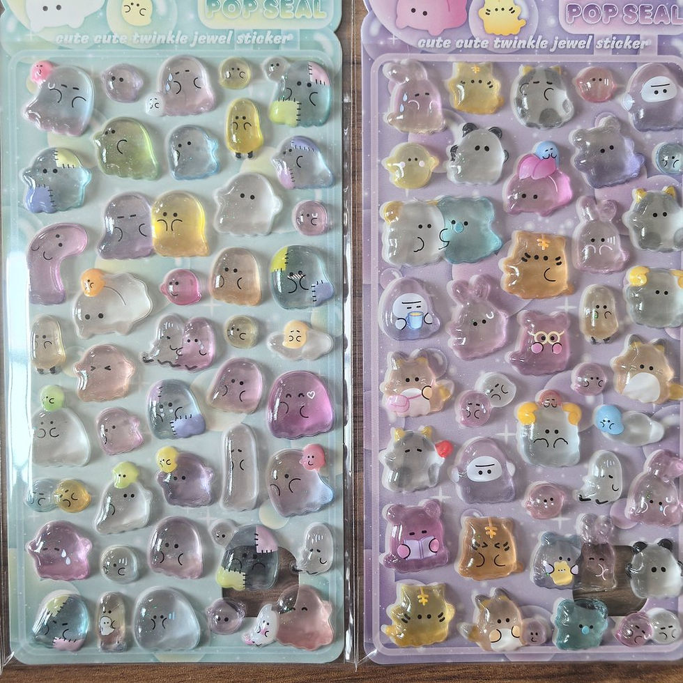 Thumbnail: 4 Pcs Cute Transparent Pop Seal Stickers - Adorable Decor for Journals, Phones &