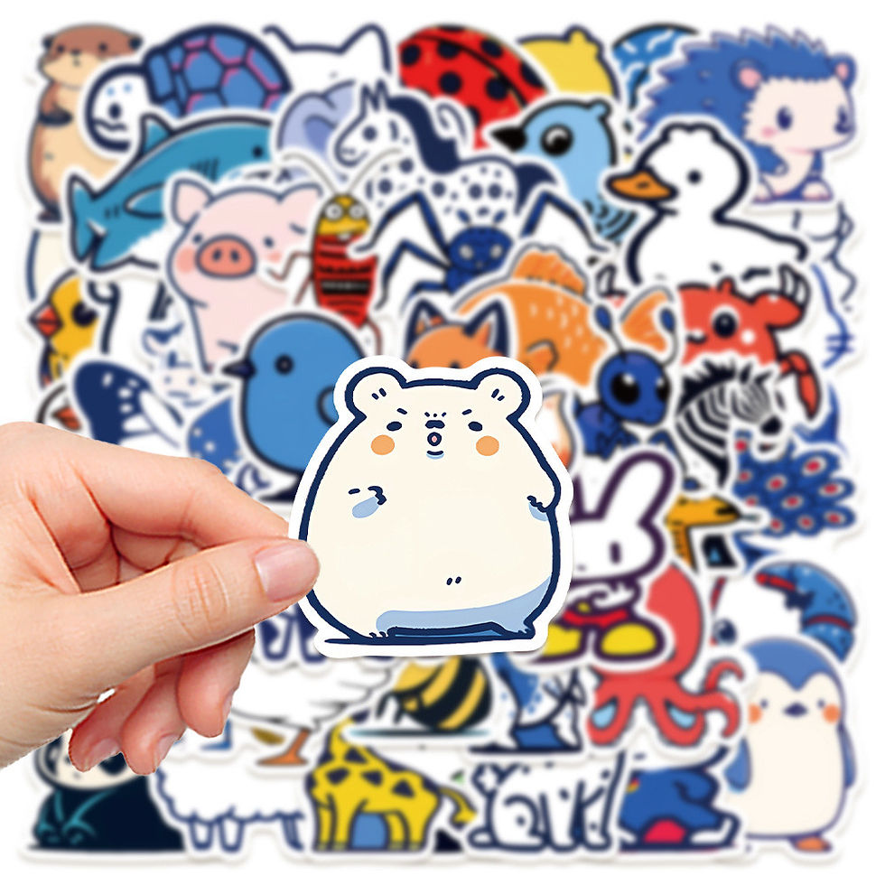 Thumbnail: 50-Piece Cute Animal Stickers - Waterproof DIY Decorative Decals for Notebooks, 