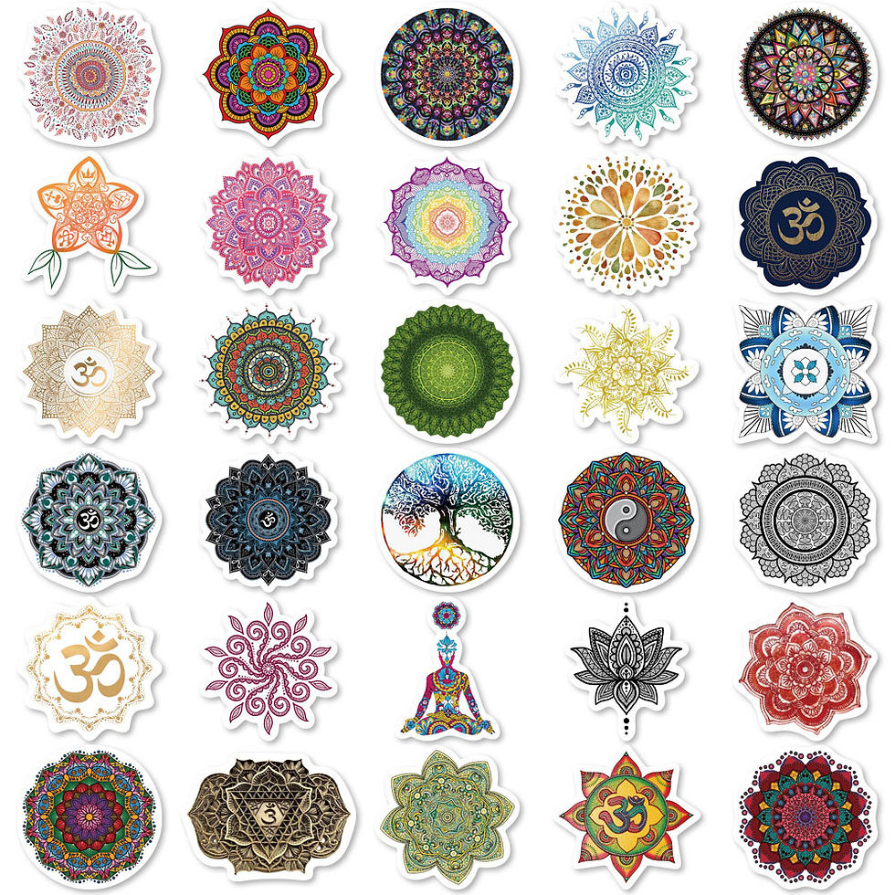 Thumbnail: ​60pcs Mandala Flower Yoga Stickers Waterproof Decals for Yoga Mats & Water Bo