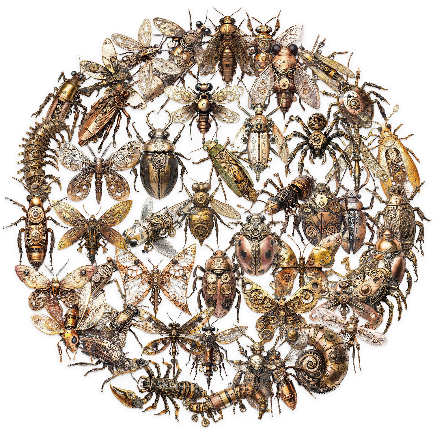 50PCS Steampunk Insects Stickers Exquisite Animal Handbooks Mobile Phone Cases L
