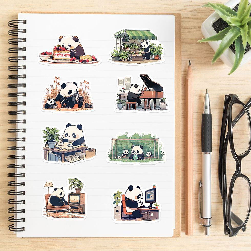 Thumbnail: 50pcs Diary Life Panda Cartoon Graffiti Stickers Decorative Guitar Phone Station