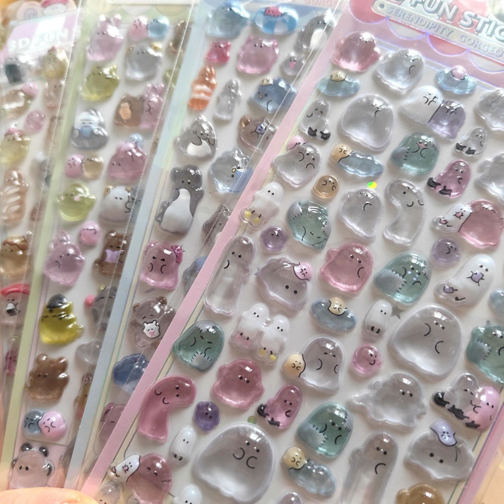 Thumbnail: 4-Piece Kids' Cartoon Cute Soft Ghost 3D Stickers - Adorable 3D Decor Decals for