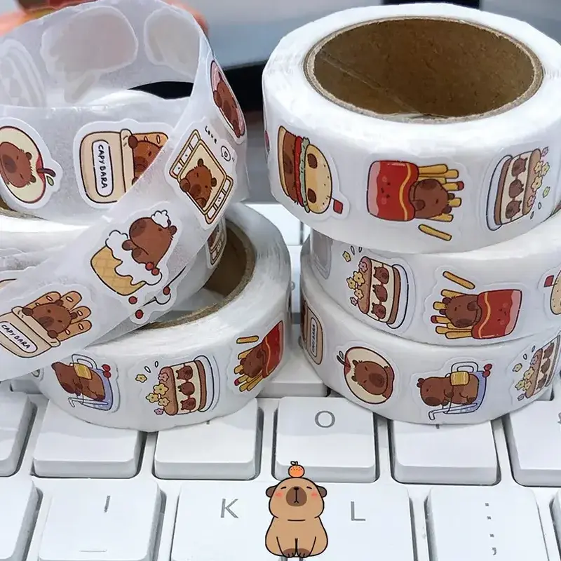 Thumbnail: 500 stickers capybara roll stickers high value cute cartoon decorative stickers 