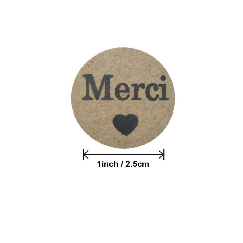 Thumbnail: 100-500pcs Kraft Merci Stickers French Thank You Stickers Gift Package Envelope 