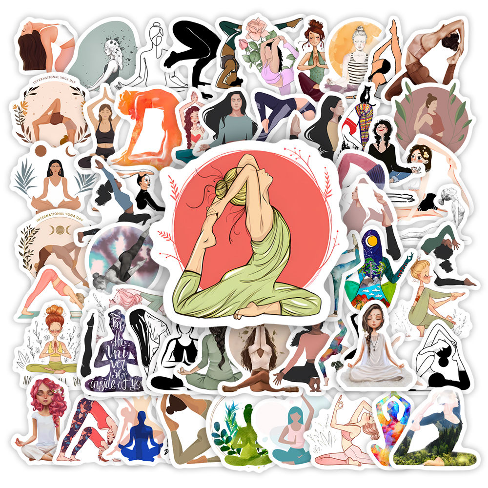 Yoga Pose Stickers Mountain Warrior Tree Pose Aesthetic DIY Gift Toys Decal Scra