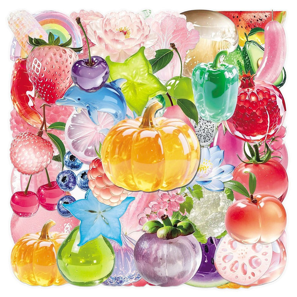 Thumbnail: 50-Piece Sparkling Transparent Stickers Fresh Cute Fruit Rainbow Graffiti Waterp