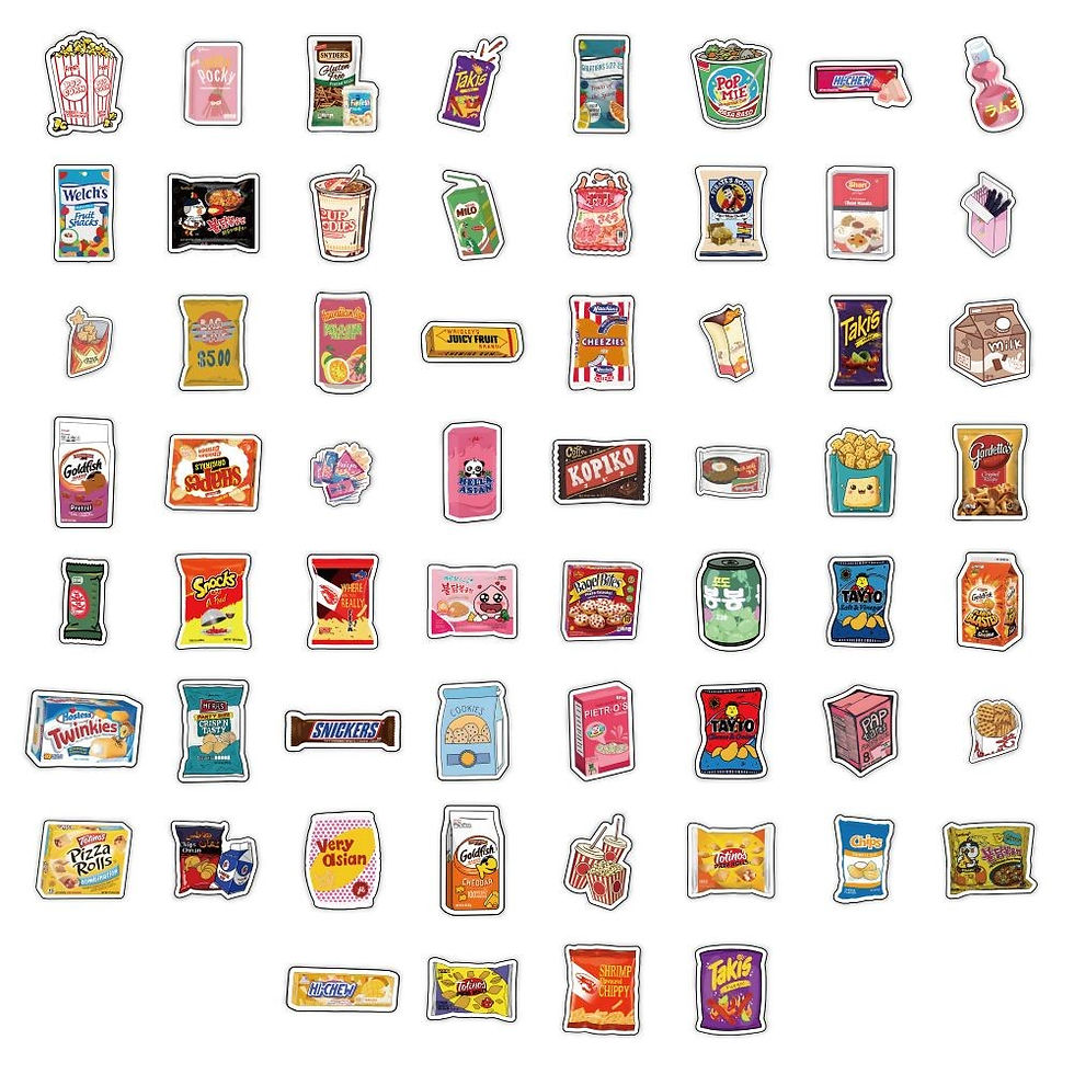 Thumbnail: 60Pcs Snack Pack Style A Sticker Set - Foodie Decor for Journals & Crafts Record