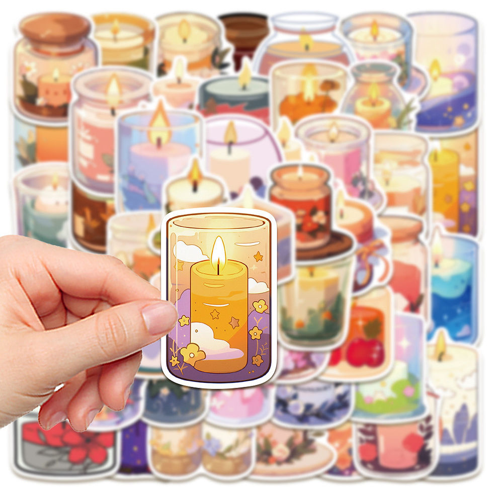 Thumbnail: 50-Piece Cozy Scented Candle Stickers - Waterproof Decor for Notebooks, Laptops,