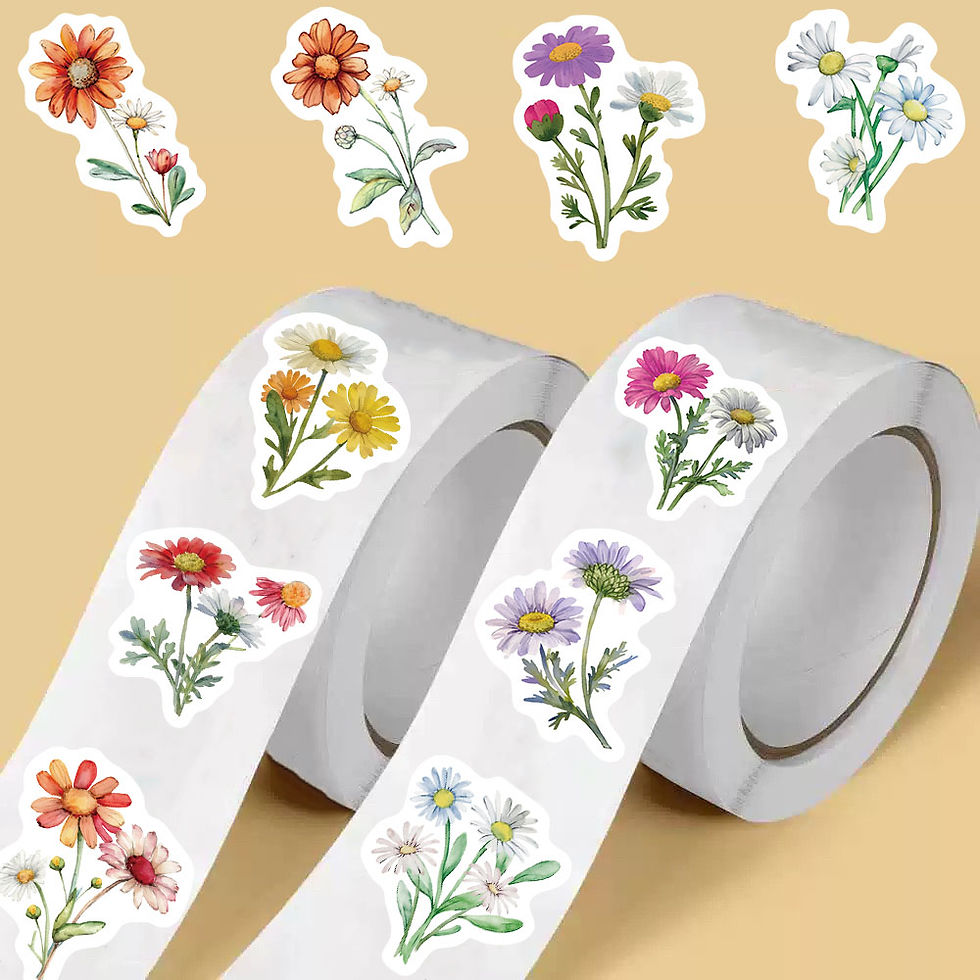 Thumbnail: 500PCS Daisy wildflowers Roll Stickers Colorful Cartoon Painted Flowers Scrapboo