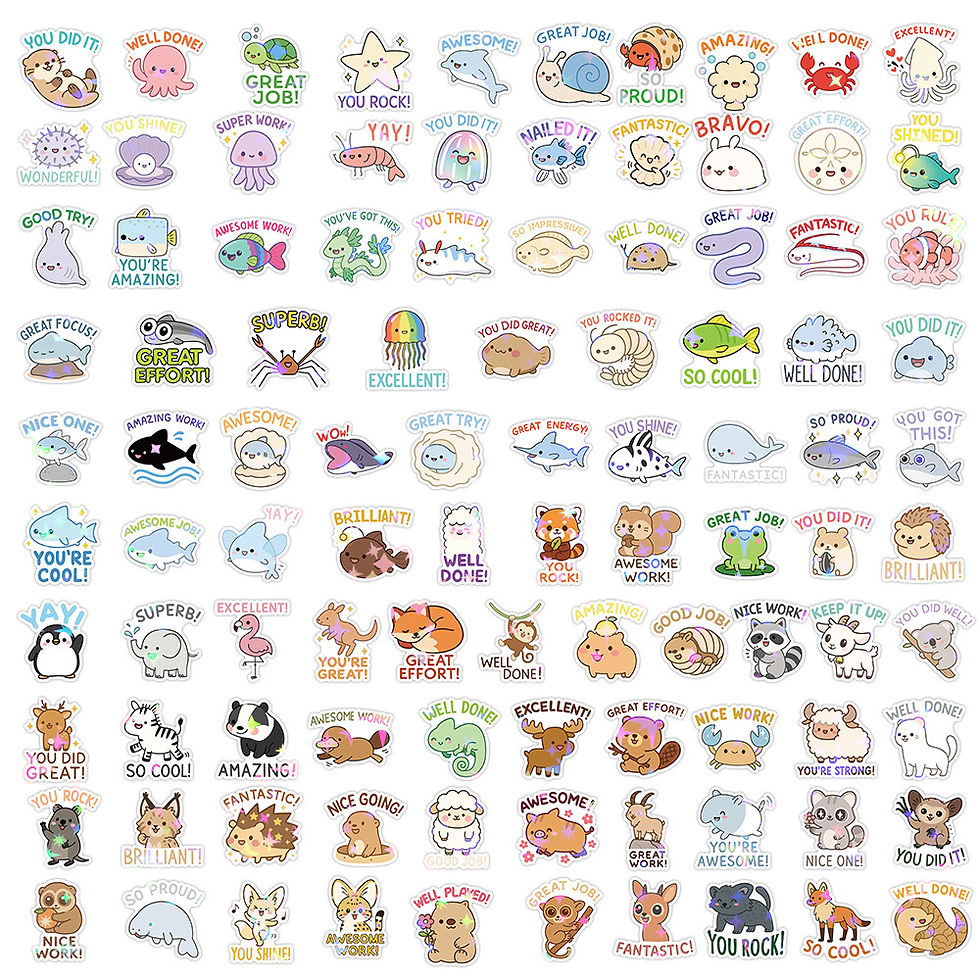 Thumbnail: 200 Pieces Animal Reward Stickers - Cute for Kids, Teachers' Praise & Encouragem