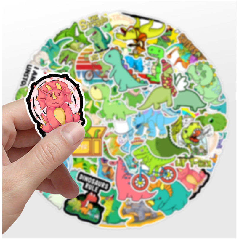 Thumbnail: 50pcs Dinosaur Graffiti Stickers | Waterproof Cartoon Decals for Cars & Tech Rec