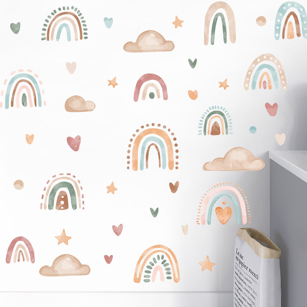 Thumbnail: Creative Rainbow Cloud Love Element Self Adhesive Detachable PVC Wall Stickers R