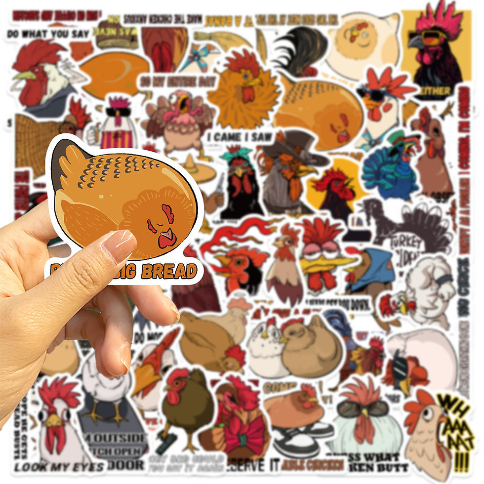 Thumbnail: 50PCS Cartoon Hen Graffiti Stickers - Waterproof for DIY Decor on Guitar, Notebo
