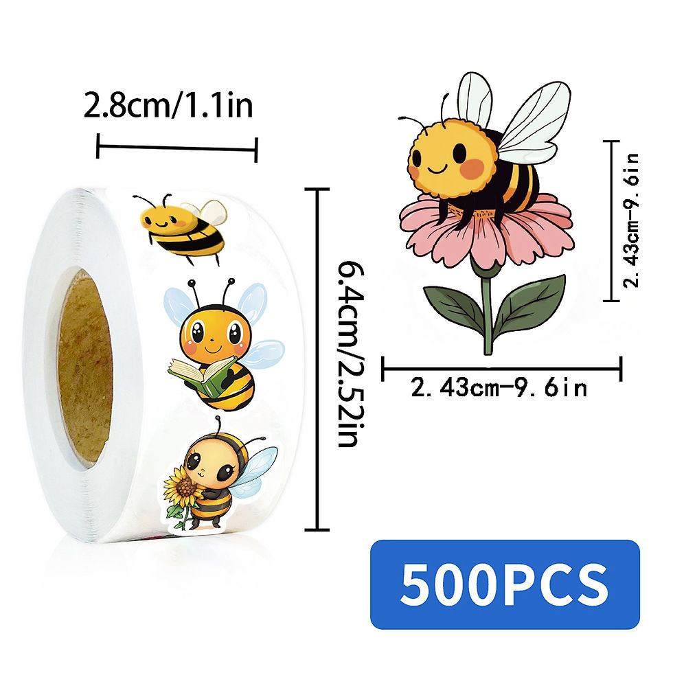 Thumbnail: 500PCS Cute Bee Roll Stickers Nostalgia Skateboard DIY Laptop Luggage Phone Scra