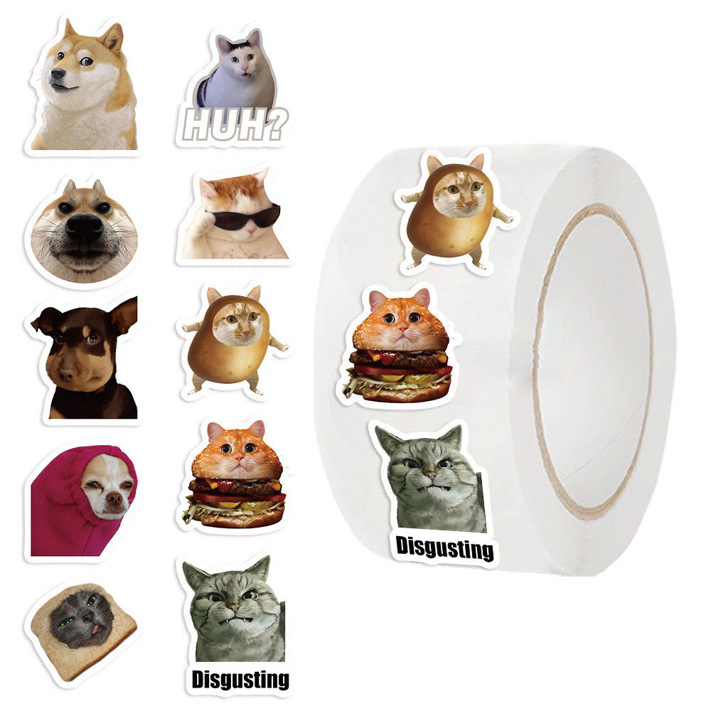500Pcs/Roll Hot-Selling Cat Emoji Washi Tape - Funny Feline Decor for Journal &