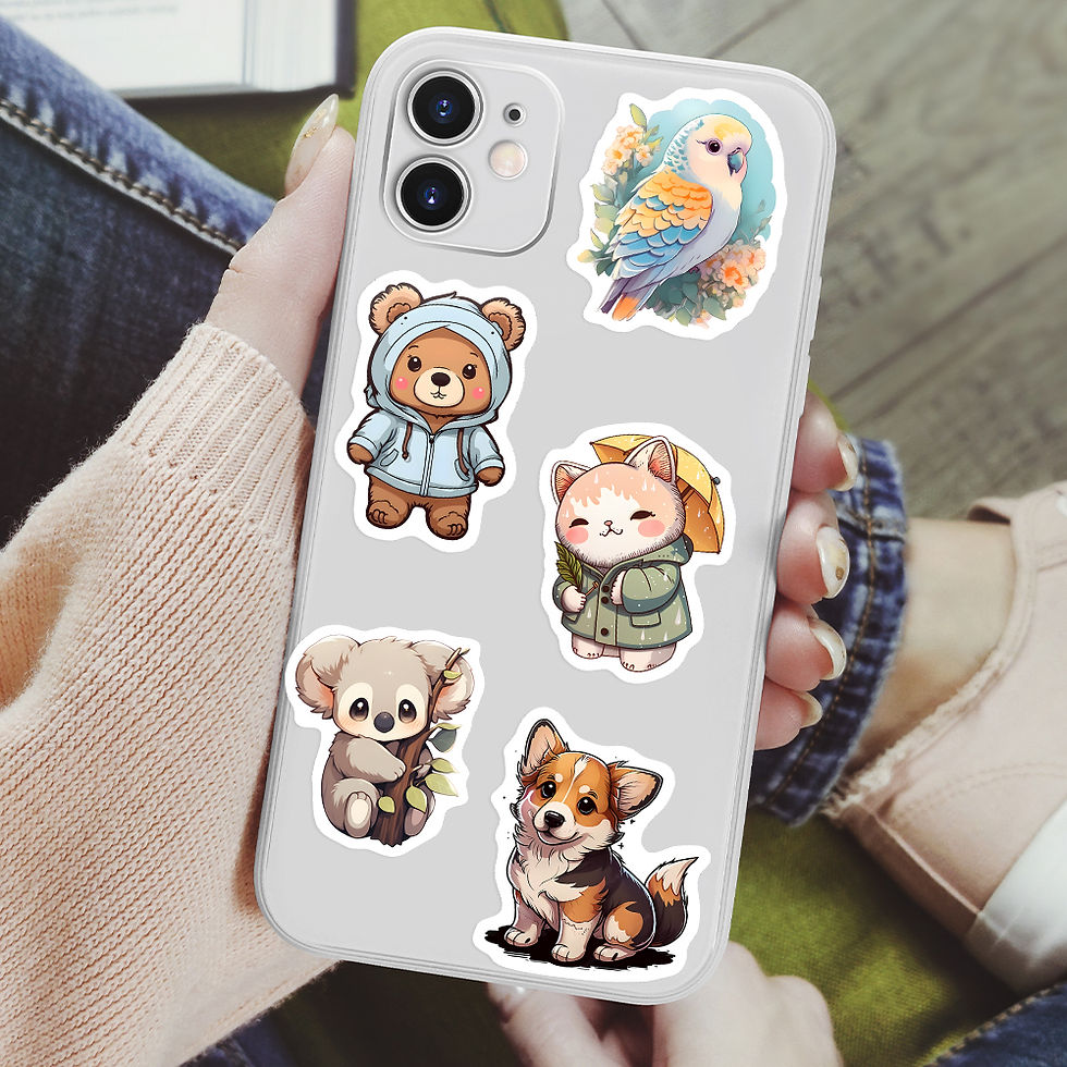 Thumbnail: Cute Cartoon Animal Stickers Puppy Kitten Cow Owl Unicorn Hedgehog Decoration De