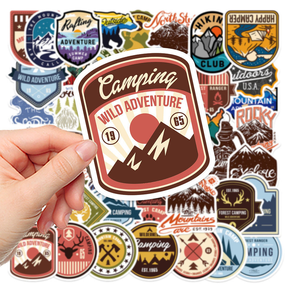 Thumbnail: 48-Piece Stylish Outdoor Camping Stickers - Waterproof DIY Decor for Notebooks, 