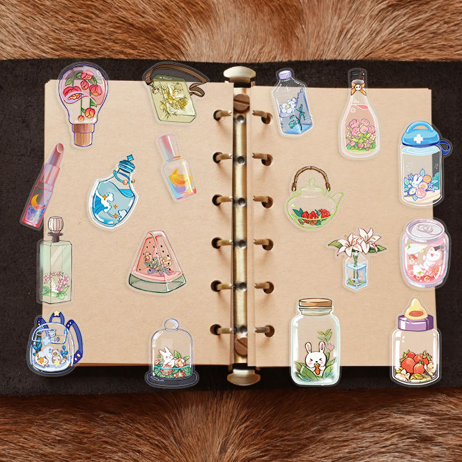 Thumbnail: 50pcs Clear Glass Flowers Plants and Animals PET Sticker Aesthetic Decoration Sc