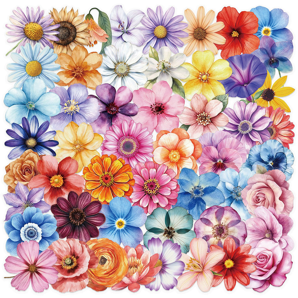 Thumbnail: 50Pcs Transparent Cartoon Floral Stickers - Waterproof PET Decor for Journals, G