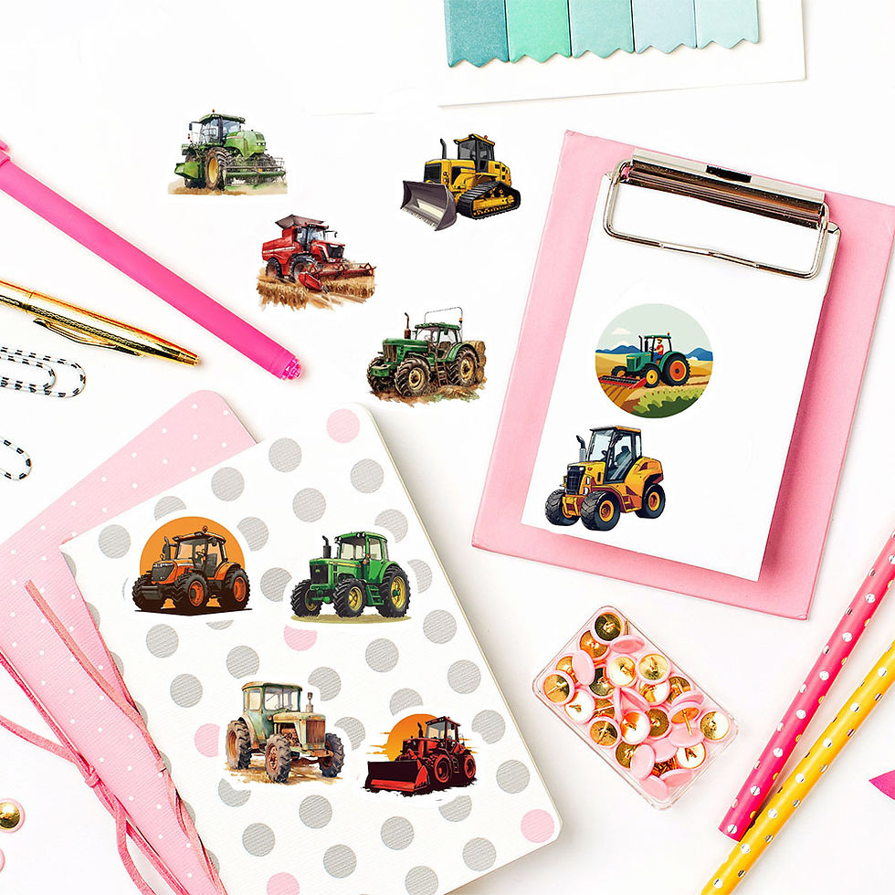Thumbnail: 500PCS Cartoon Tractor Roll Stickers Skateboard Art Picture Laptops Graffiti PVC