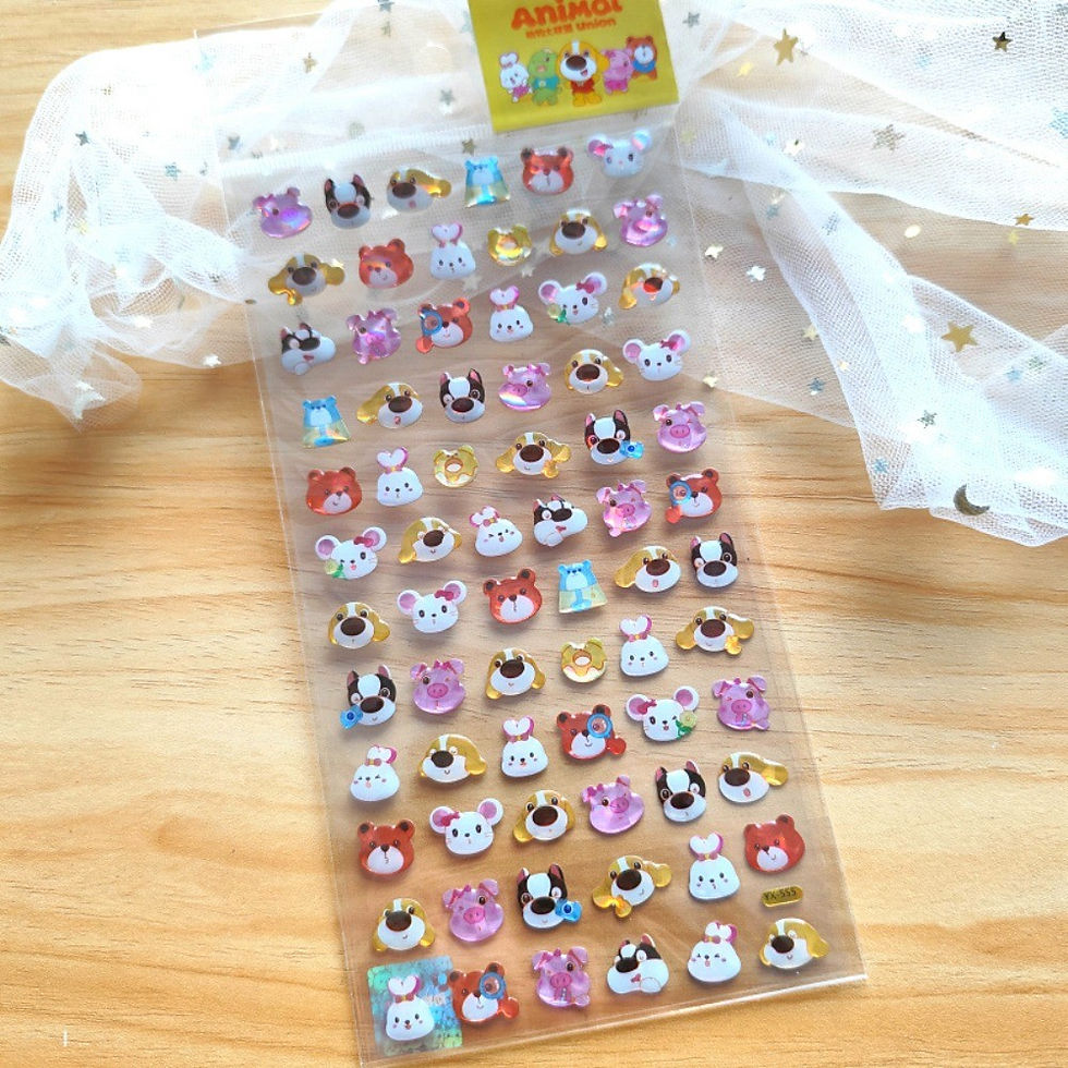 Thumbnail: 4-Piece Super Cute Animal Head Epoxy Resin Stickers - Kids' Cartoon Decorative M