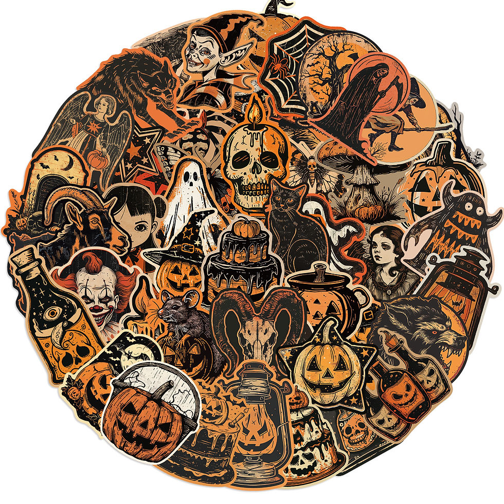Thumbnail: 50PCS Retro Halloween Graffiti Stickers Aesthetic Phone Bike Wall Scrapbook Moto