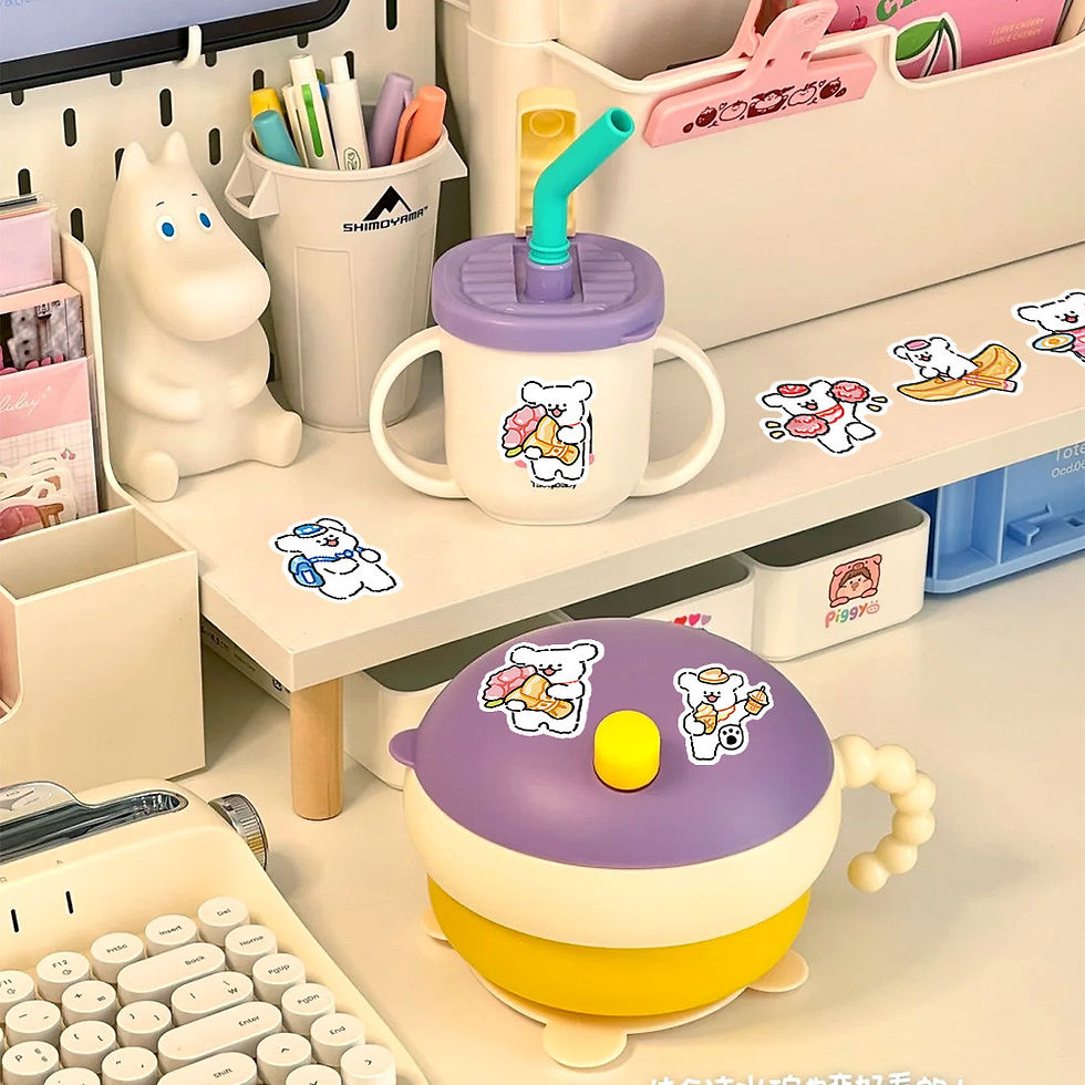 Thumbnail: 100PCS Cute Cartoon Line Puppy Maltese Graffiti Stickers for Bicycle Hand Accoun