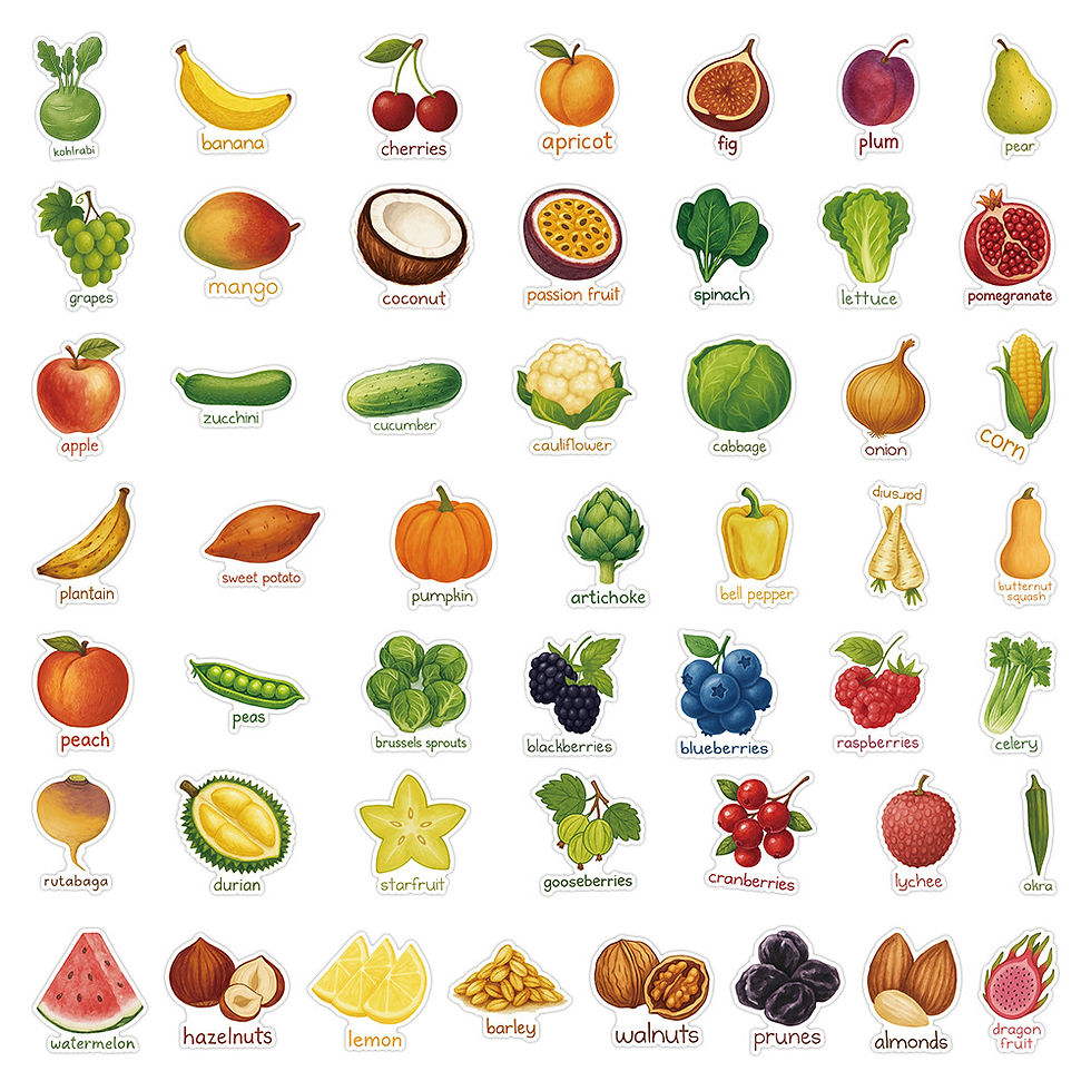 Thumbnail: 200 Pieces Fruit & Vegetable Gift Box Themed Stickers - Decor for Journals, DIY 