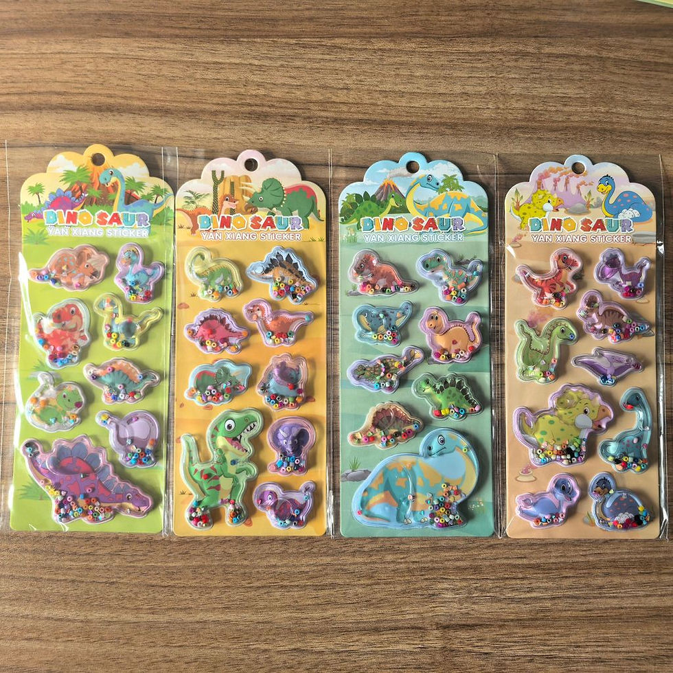 Thumbnail: 4-Pack Dinosaur Shaker Stickers - Interactive Sparkly Dino Decor Decals for Stat