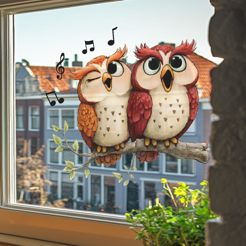 Cartoon Singing Owl Wall Sticker Kids Room Bedroom Decoration Mural For Living R