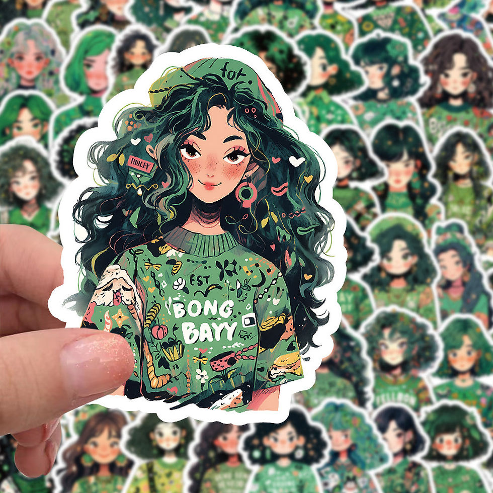 Thumbnail: 60-Piece Fresh Lush Green-Style Girl Stickers - Elegant Decorative Decals for No