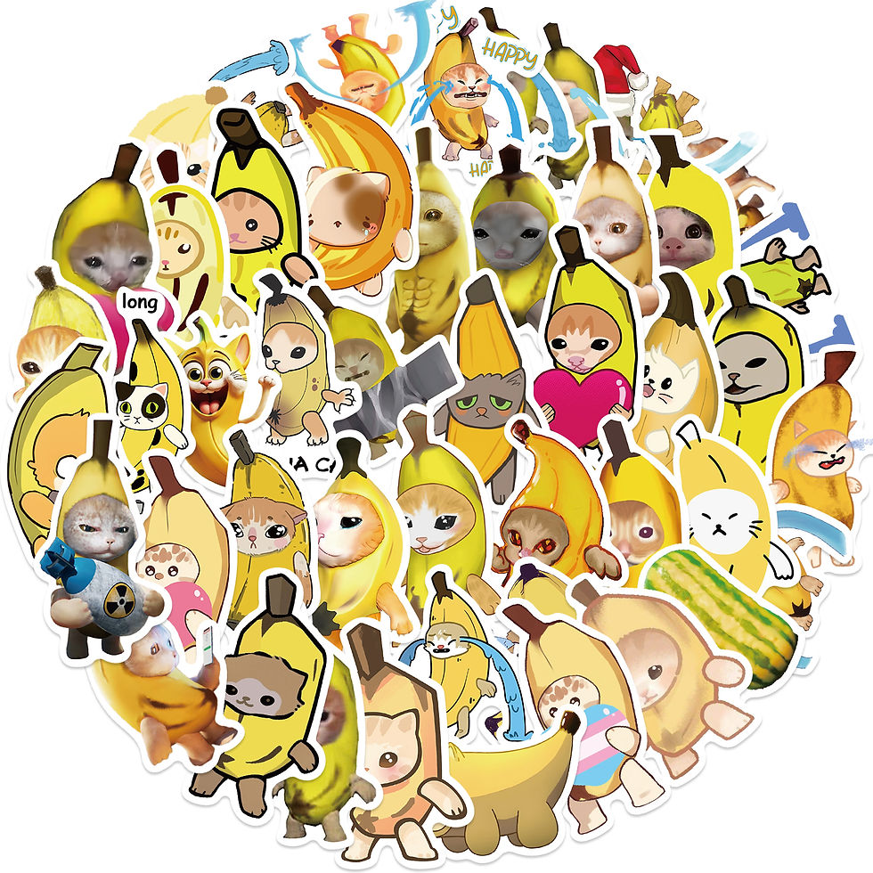 Thumbnail: 50Pcs  Banana Cat Cartoon Kawaii Sticker DIY Scrapbook Laptop Stationary Guitar 