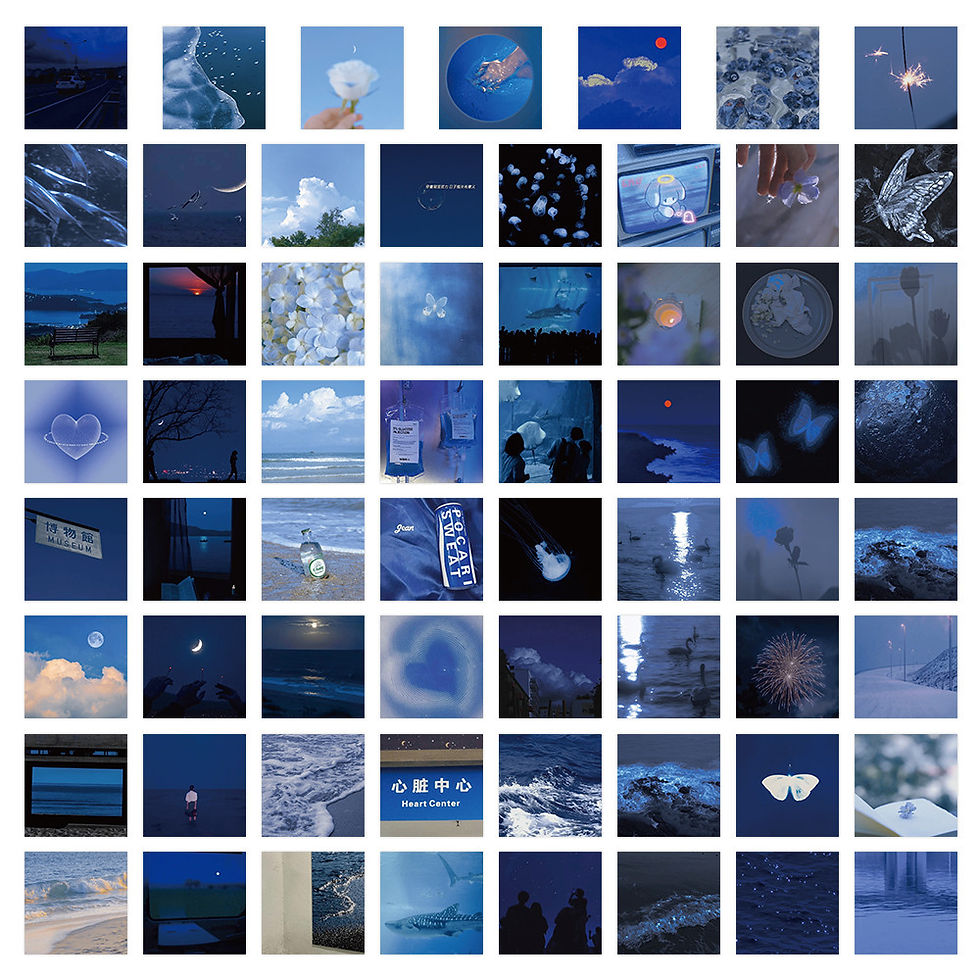 Thumbnail: 63 Pcs Calming Blue Aesthetic Stickers - Serene Color Decals for Laptop, Phone C
