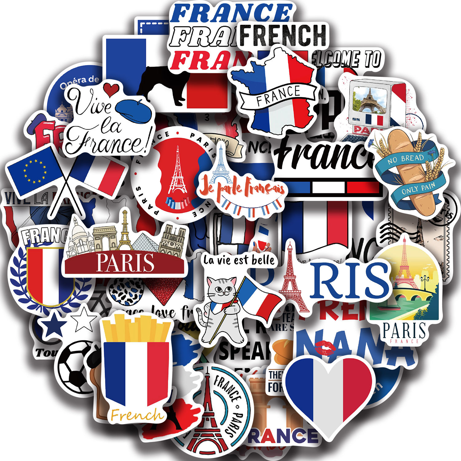 50PCS French Pop Style Stickers Aesthetic Phone Laptop Fridge Water Bottle DIY W