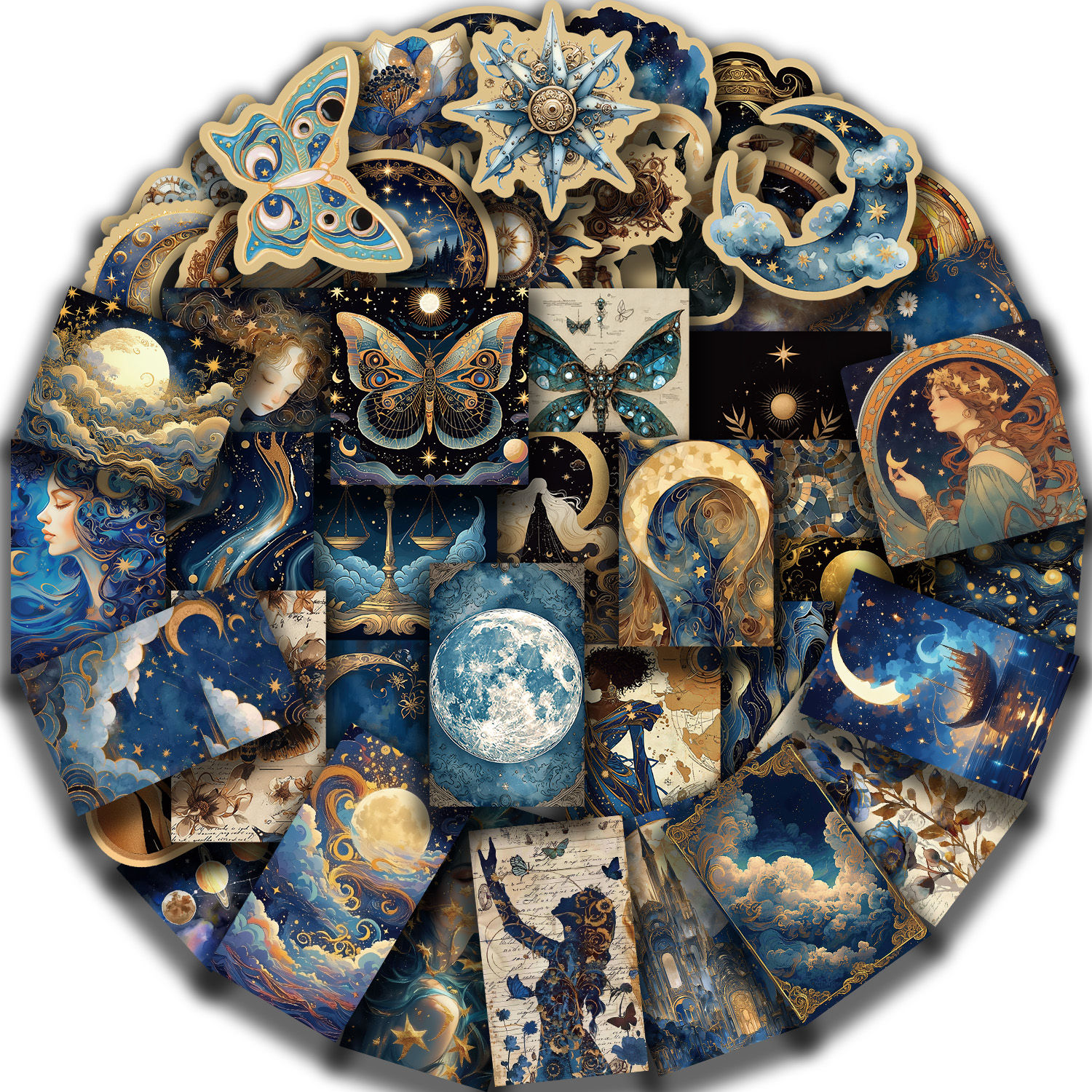 50pcs Retro Astronomy Universe Planets Stickers Galaxy Moon Astrology Aesthetic