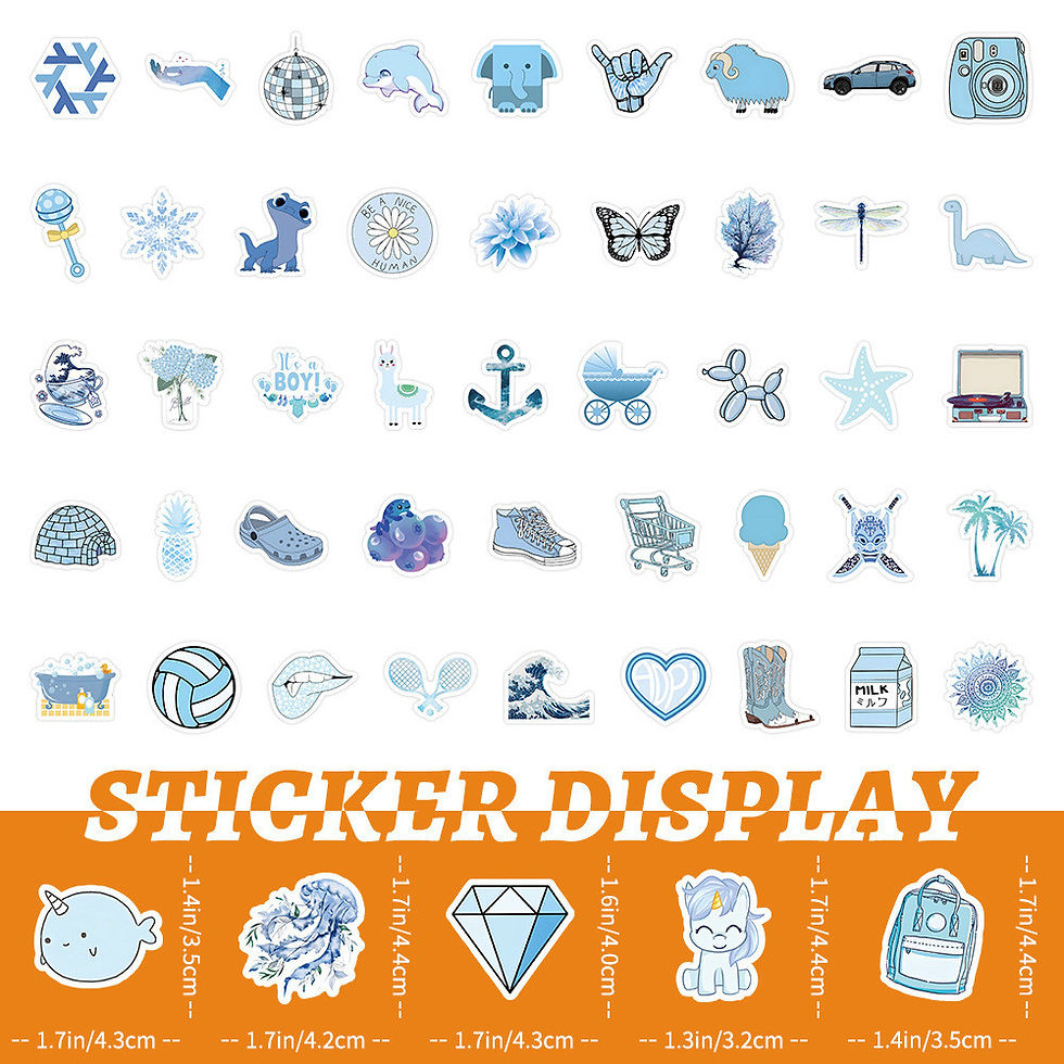 Thumbnail: 100PCS Blue Minimalist Ins Style Waterproof Graffiti Stickers for Helmet Bicycle
