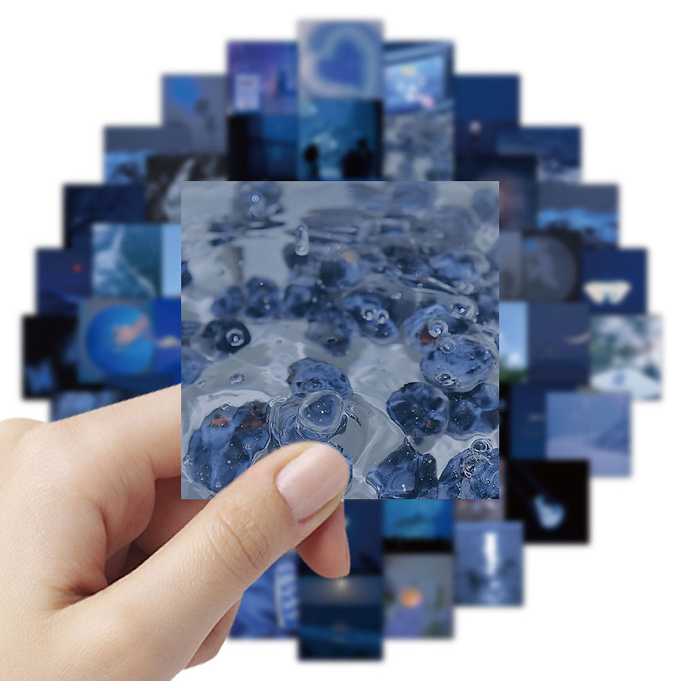 Thumbnail: 63 Pcs Calming Blue Aesthetic Stickers - Serene Color Decals for Laptop, Phone C