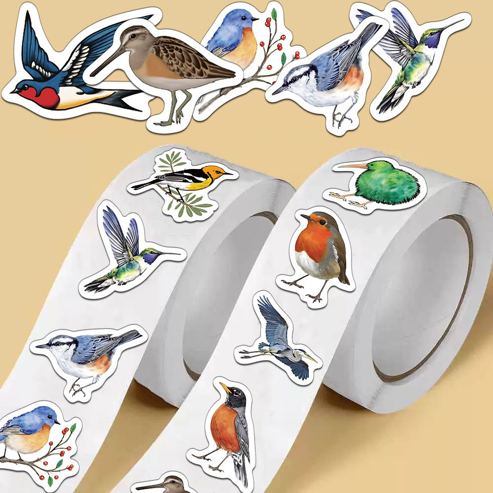 Thumbnail: 500Pcs/Roll Creative Bird Roll Stickers - Envelope Seal & Journal/Water Bottle D