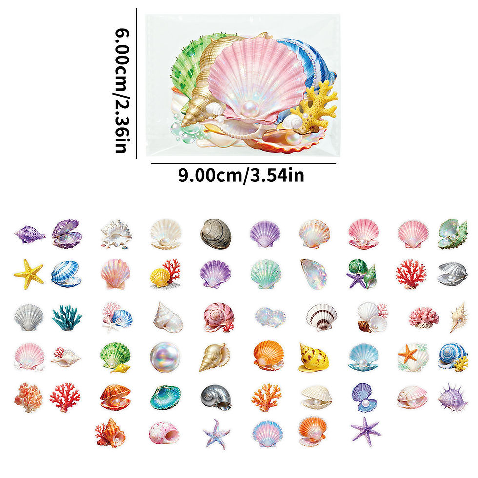 Thumbnail: 56 Pcs Transparent PET Seashell Stickers - New Exquisite Waterproof Decals for J