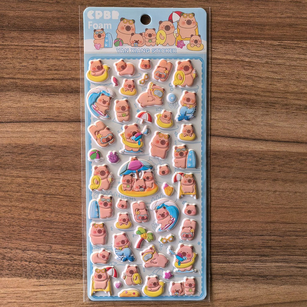 Thumbnail: 4 Sheets CPBB Bear Foam Stickers - Adorable Cartoon Bear Decals for DIY Crafts, 