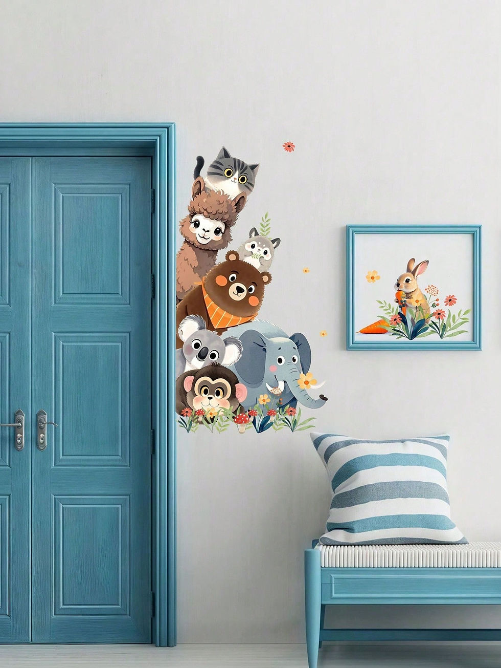 Thumbnail: Home Wall Corner Decals - 8 Hidden Animal Stickers for Room Doors Cute Peek-A-Bo