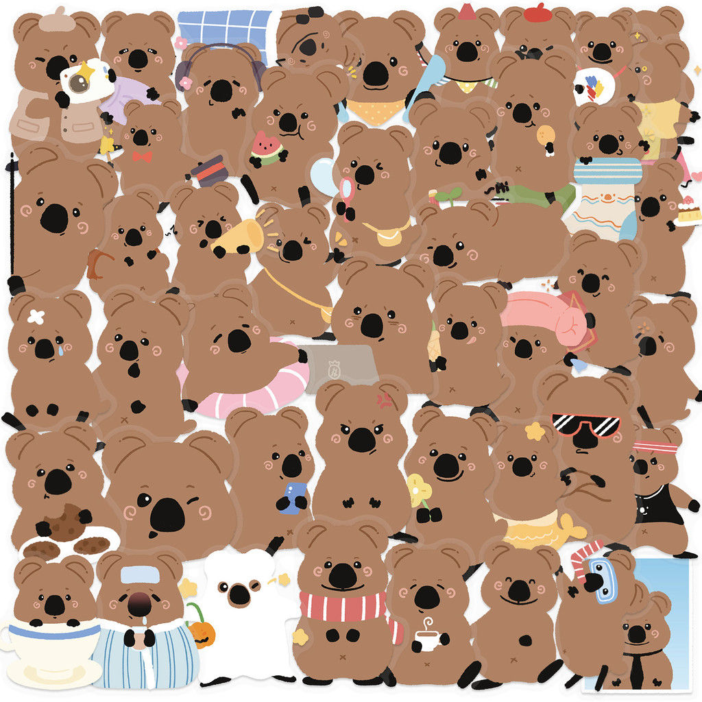 50PCS Transparent Quokka Daily Life Sticker Pack - Waterproof PET for Scrapbooki