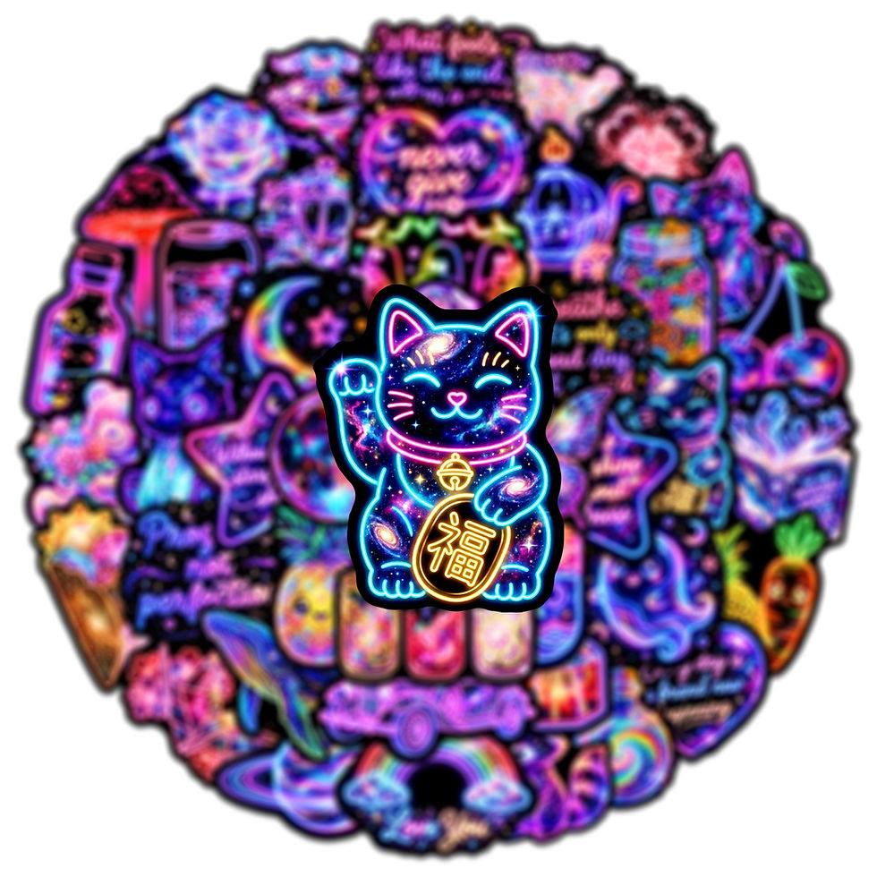 Thumbnail: 50/100PCS Cartoon Cool Neon Light Graffiti Stickers Decorative Luggage Guitar Sk