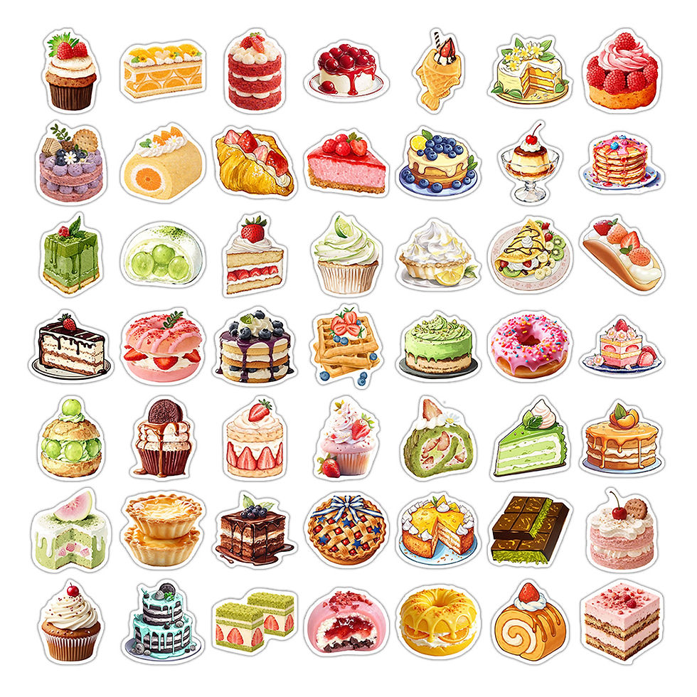 Thumbnail: Cream Cake Dessert Baking Stickers Waterproof Vinyl Stickers DIY Decorative Deca