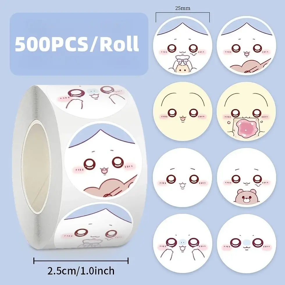 Thumbnail: 500PCS/Roll Expressions Sealing Stickers Roll for Bicycle Hand Account Pencil Ca